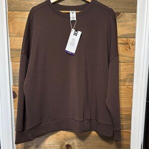 Member's Mark Women's Brown Luxe Crewneck Relaxed Fit Sweatshirt Plus Size: XXL‎